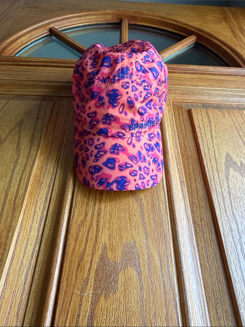 Sprints Pink-purple-orange running Cap with Purple Leopard Print